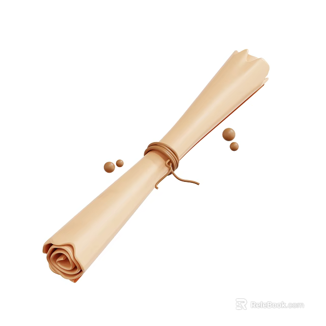 Elegant Decorative Ornament Set With Rolled Paper Brown Rope And Small Balls 3d model 