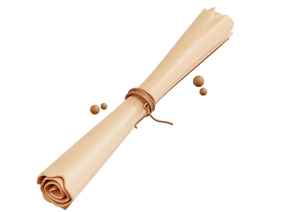 Elegant Decorative Ornament Set With Rolled Paper Brown Rope And Small Balls 3d model