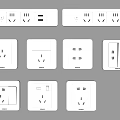 Assorted White Electrical Switches and Sockets Featuring USB Ports and Power Outlets