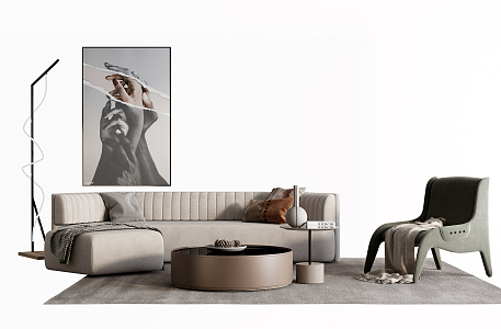 Modern sofa coffee table combination sofa decoration 3d model