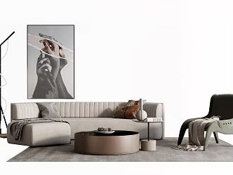 Modern sofa coffee table combination sofa decoration 3d model