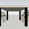 Simple Modern Dining Table Set With Rectangular Wooden Table Four Chairs And Black Legs 3d model