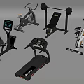 Home Gym Fitness Equipment Including Treadmill Exercise Bike Weight Bench And Barbell