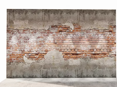 Vintage Industrial Backdrop Wall With Exposed Red Brick And Peeling Concrete Texture 3d model