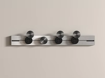 Sleek Modern Wall Mounted Decorative Metal Bar With Multiple Circular Knobs 3d model