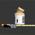 Various Medical Supplies Including Pill Bottle Blister Pack Capsules And Syringe