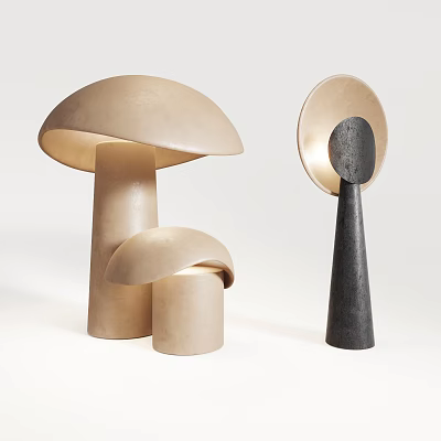 Modern Table Lamps With Mushroom And Minimalist Designs In Beige And Black 3d model