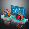 Colorful Electronic Appliance Toasters With Blue Red Smiley Faces And KyotoNica Blueprints