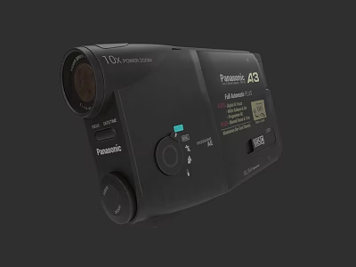 Panasonic A3 Digital Video Camera With Black Body Lens And Control Buttons 3d model