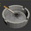 Decorative Ashtray and Cigarette Set with Ash in Round Shape for Home Decor