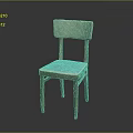 Solid Wooden Frame Dining Chair With Upholstered Seat And Plain Back Design 3d model