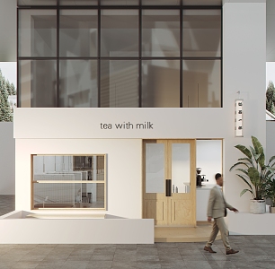 Modern Milk Tea Shop Milk Tea Shop Door Facade 3d model