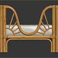 Rattan Furniture Chair With Intricate Rattan Structure Armrests And Light Colored Cushion