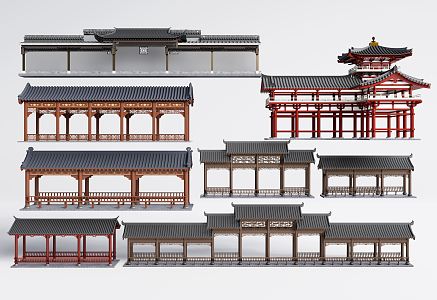 Chinese-style Corridor Antique Corridor Landscape Corridor Pavilion 3d model