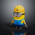 Cute Minion Character with Yellow Helmet Goggles and Blue Overalls as Fictional Creature