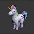 Cute White Unicorn Toy With Rainbow Mane Tail Pink Hearts And Pink Hooves
