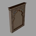 Ornate Architectural Component With Arched Top Intricate Pattern And Colorful Decorative Details