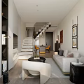 Modern Comfortable Fabric Sofa And Coffee Table Set For Bright Minimalist Loft Living Interior
