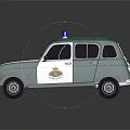 Green And White Toy Police Car With Blue Siren Light And Side Badge