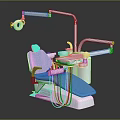 Professional Dental Chair Equipment With Blue Seat Dental Light Control Console And Cables