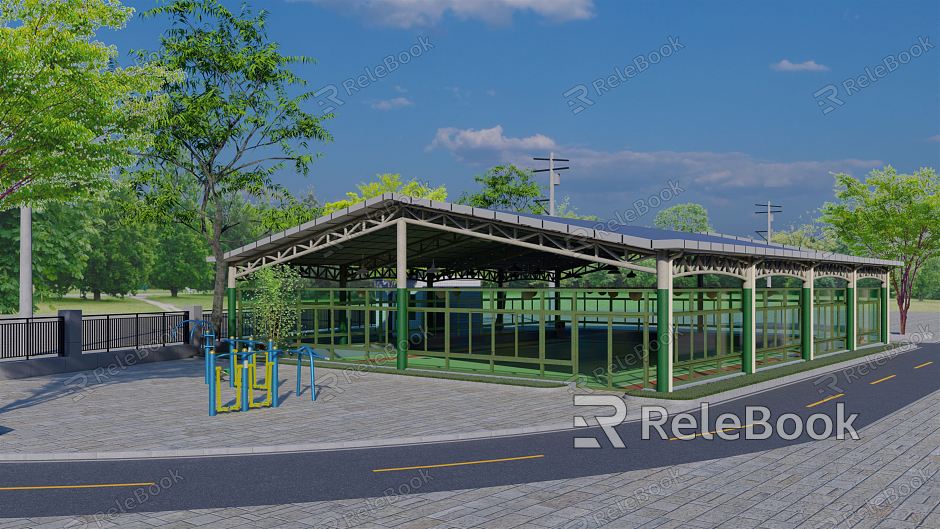 Modern Stadium Community Gate Court Elderly Activity Field Community Activity Place Sports Facilities model