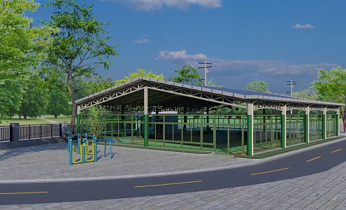 Modern Stadium Community Gate Court Elderly Activity Field Community Activity Place Sports Facilities 3d model