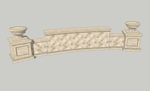 European style view wall 3d model