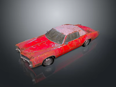 Rusty Red Vintage Car With Weathered Exterior And Classic Styling 3d model