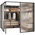 Modern Chest of Drawers With Glass Doors Hanging Clothes And Folded Storage Space