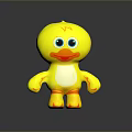 Yellow Toy Duck Cartoon Character With Big Blue Eyes White Belly And Orange Beak