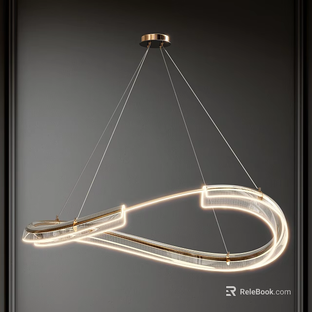 Modern Illuminated Ring Chandelier with Sleek Metallic Frame and Hanging Design 3d model 
