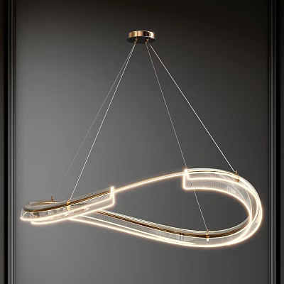 Modern Illuminated Ring Chandelier with Sleek Metallic Frame and Hanging Design 3d model