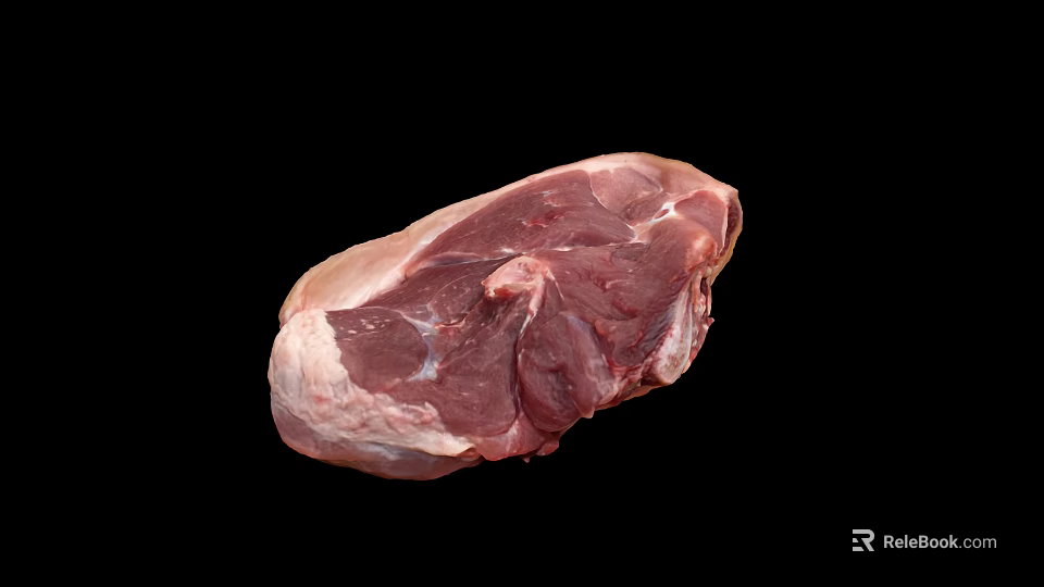 Cow Fresh Raw Meat Piece Isolated On Black Background With Texture 3d model 