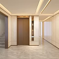 Elevator Hallway Interior Design With Modern Wall Decor And Elegant Lighting Fixture 3d model