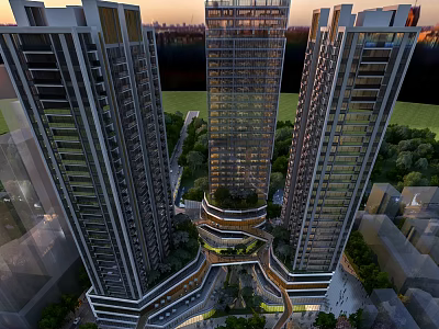 Modern High Rise Residential Buildings With Green Landscaping Balconies And Glass Facades 3d model