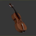 Wooden Violin As Household Musical Instrument With Brown Body And Strings