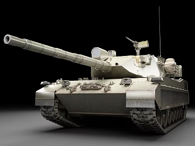 Modern Military Tank With Long Cannon Tracks Antenna And Armored Turret 3d model