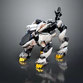 Robotic Beast Character And Mechanical Creature With White Black Armor Yellow Claws And Detailed Design