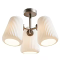 Modern Style Chandelier with Three White Pleated Shades and Metal Frame