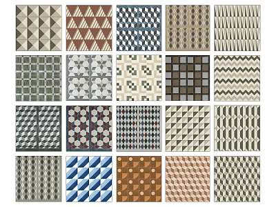Various Architectural Tiles With Different Patterns And Colorful Designs For Interior Decoration 3d model