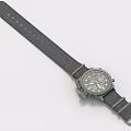 Green Canvas Strap Military Watch With Round Dial And Sub Dials