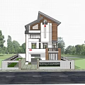 Modern Single Family House Exterior With Two Story Wood White Siding Garage And Trees