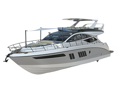 Modern Luxury Yacht With Flybridge And Railings 3d model