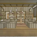 Chinese Style Specialty Store Interior With Wooden Decor Traditional Lanterns And Shelves