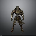 3D Model Of Armored Fictional Creature With Silver Gold Armor And Detailed Design