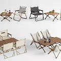 Outdoor Chairs with Folding Design and Matching Tables in Neutral Colors for Patio Use