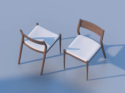Modern Single Chair With Wooden Frame And White Cushion Design 3d model