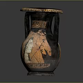 Ancient Style Sculpted Vase With Intricate Figural And Horse Relief Carvings