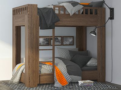 Modern Top-Down Bed Wooden Top-Down Bed Children's Bed model