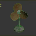 Vintage Electric Fan with Three Rustic Blades and Metal Base Retro Design